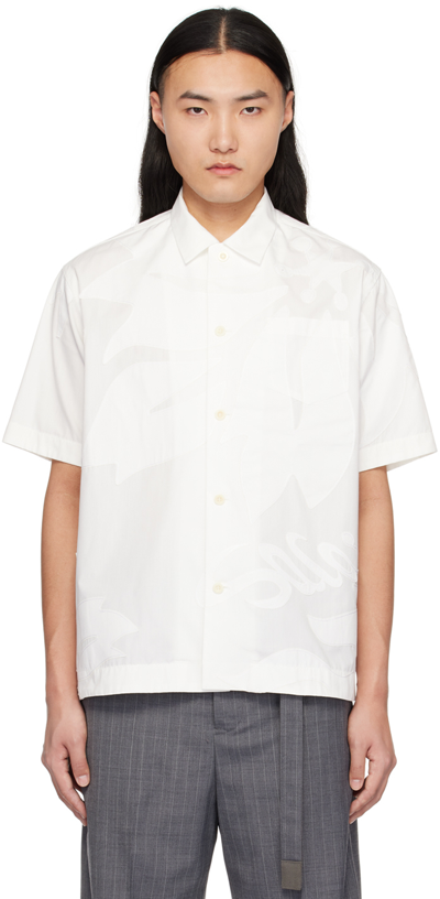 Sacai White Floral Shirt In 151 Off White