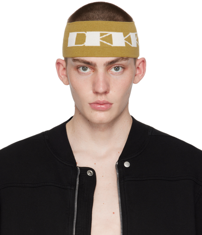 Rick Owens Drkshdw Yellow 'drkr' Headband In 4211 Mustard/milk/mi