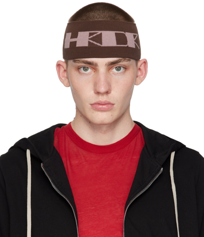 Rick Owens Drkshdw Brown 'hrdr' Headband In 4413 Khaki Brown/dar