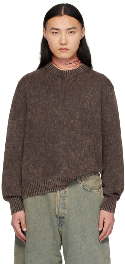 Acne Studios Brown Embroidered Sweater In Adp Coffee Brown