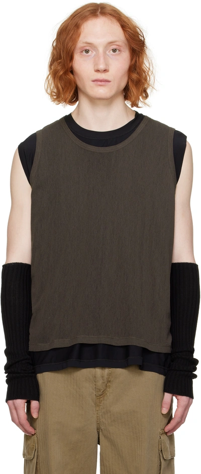 Our Legacy Brown Reversible Vest In Black/antique Chocol