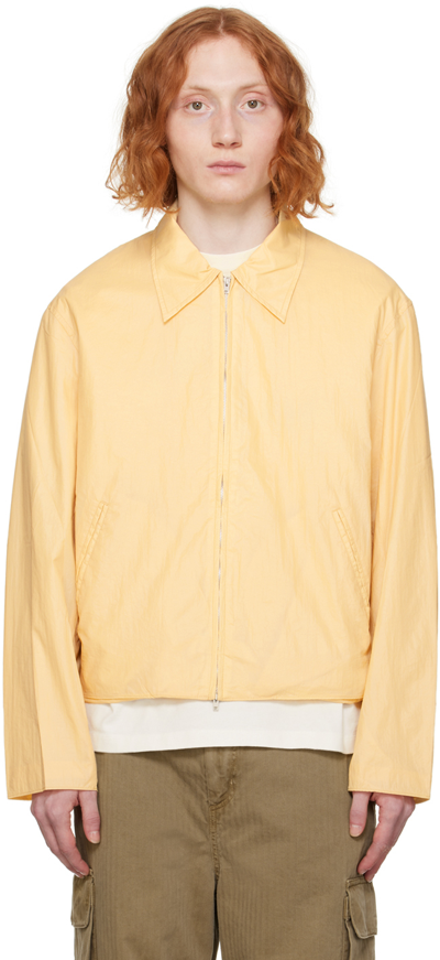 Our Legacy Yellow Mini Jacket In Cream Rubberized Nyl