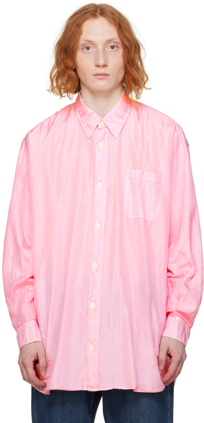 Our Legacy Pink Darling Shirt In Baby Pink Cotton Silk