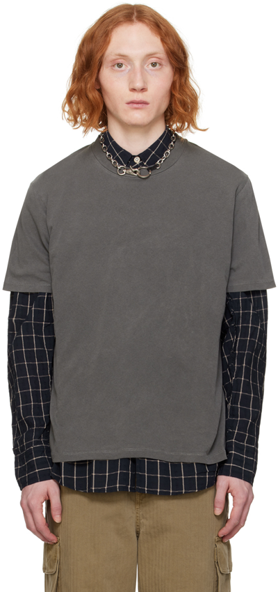 Our Legacy Gray Box T-shirt In Worn Black Legacy Je