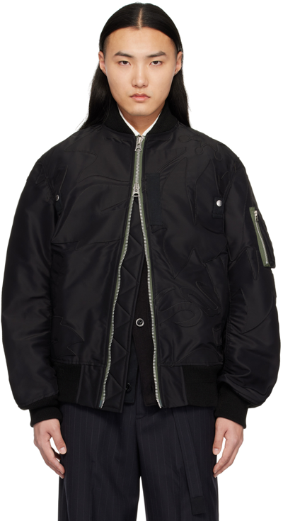 Sacai Black Patch Bomber Jacket