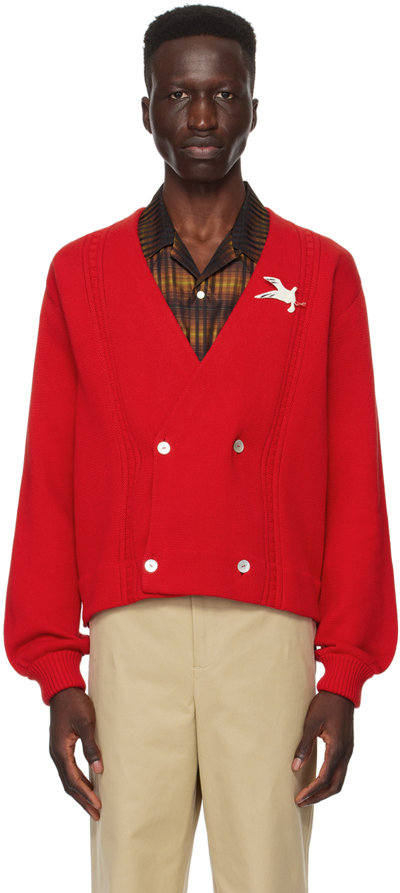 Bode Red Double-breasted Cardigan