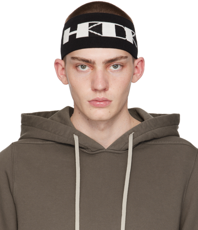 Rick Owens Drkshdw Black 'hrdr' Headband In 911 Black/milk/milk