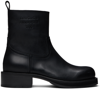 ACNE STUDIOS BLACK LEATHER WAXED BOOTS