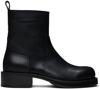 Acne Studios Black Leather Waxed Boots In 900 Black
