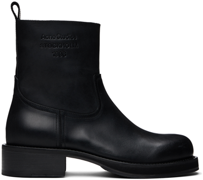 Acne Studios Black Leather Waxed Boots