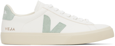 VEJA WHITE & GREEN CAMPO LEATHER SNEAKERS