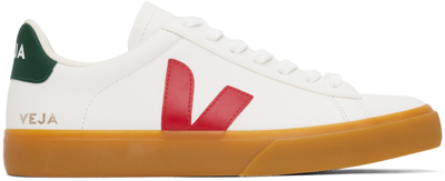 Veja White & Red Campo Leather Sneakers In Extra-wht_pekin_poke