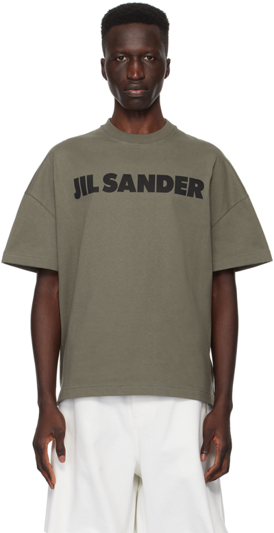 Jil Sander Green Printed T-shirt In 312 Thyme Green