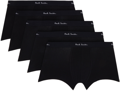 Paul Smith Five-pack Black Logo Boxer Briefs In 79 Blacks