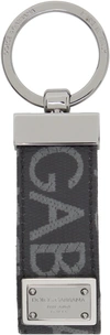 Dolce & Gabbana Men's Fabric Key Ring With Logo In Nero/grigio