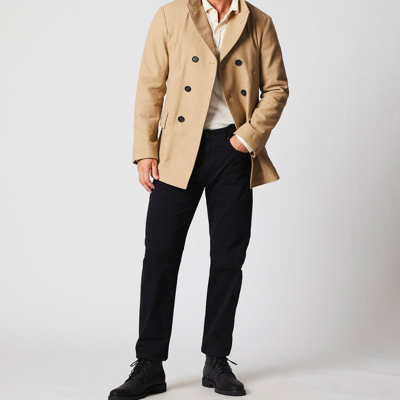 Billy Reid Canvas Bond Peacoat In Brown