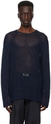 Jil Sander Navy Patch Sweater In 401 Navy