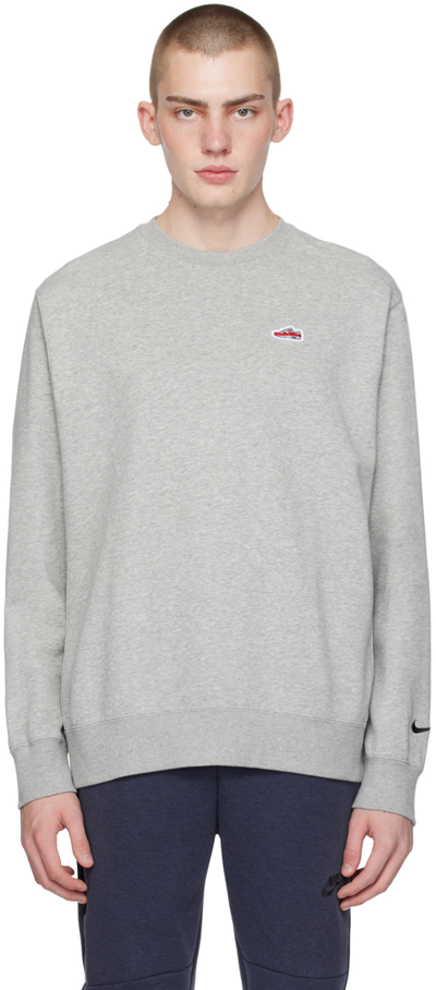 Nike Gray Crewneck Sweatshirt In Dk Grey Heather/blac