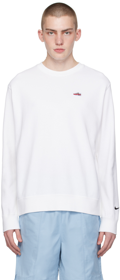 Nike White Crewneck Sweatshirt In White/black