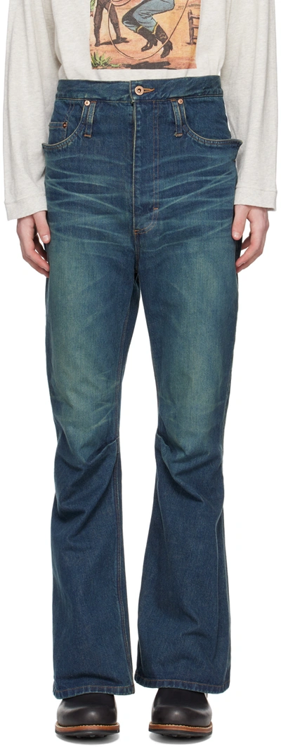 Kozaburo Blue Bootcut Jeans In Indigo