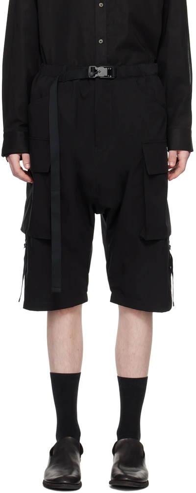 The Viridi-anne Black Water-repellent Cargo Shorts In A-black