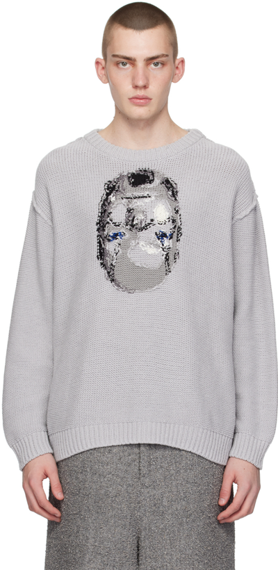 Doublet Grey Jacquard Jumper In Grey