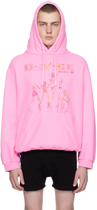 Doublet 图案印花棉连帽衫 In Pink