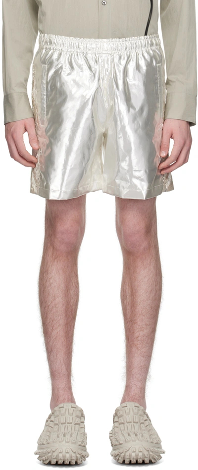 Doublet Silver Embroidered Shorts In Metallic