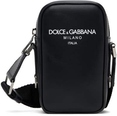 Dolce & Gabbana Black Logo Messenger Bag In Dg Milano Italia