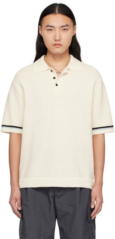 Solid Homme Off-white Stripes Polo In 610e Beige