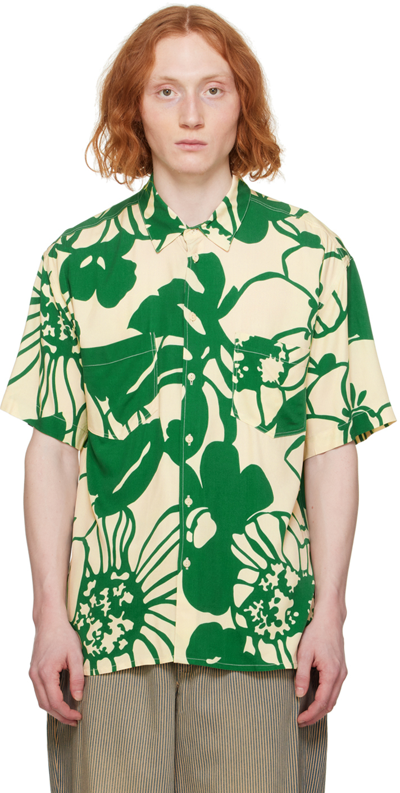 Ymc You Must Create Off-white & Green Mitchum Shirt