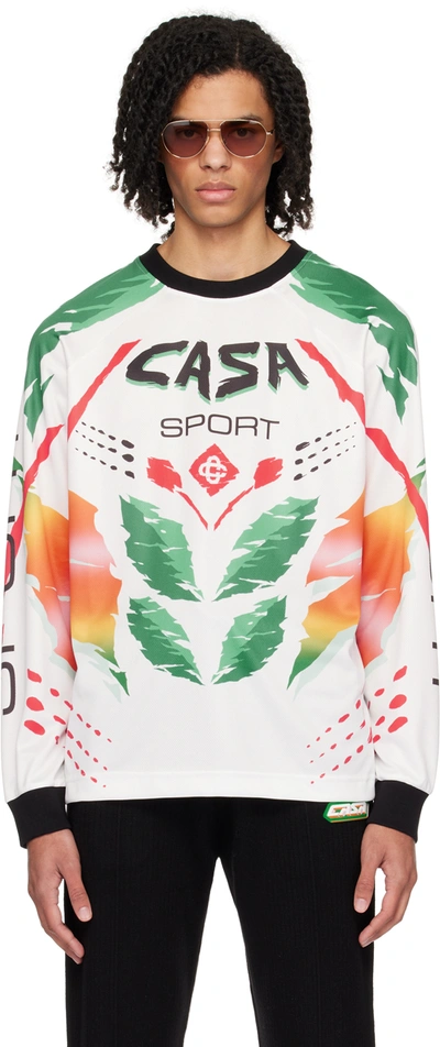 Casablanca Casa Moto Long-sleeve T-shirt In Casa Moto White