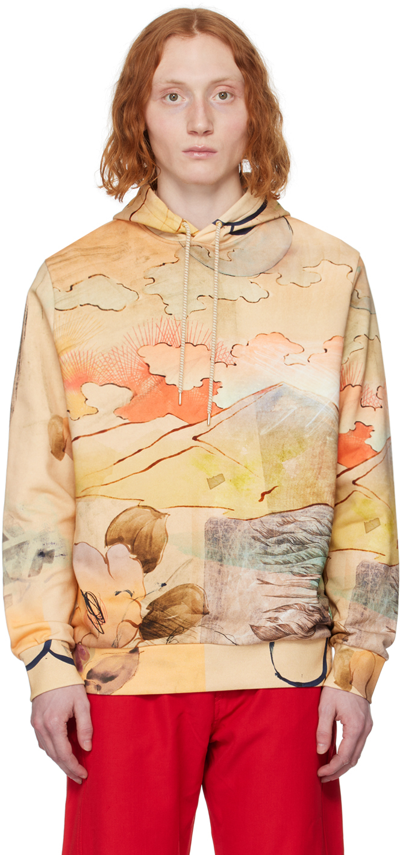 Paul Smith Narcissus-print Cotton Hoodie In 60 Browns