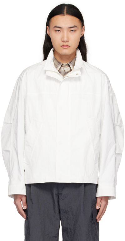 Solid Homme White Stand Collar Jacket In 307w White