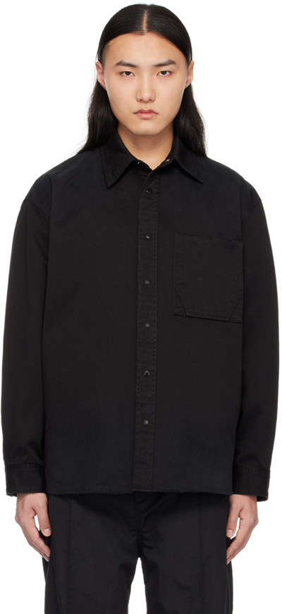Solid Homme Black Sandwashed Shirt In 510b Black
