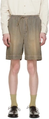 Ymc You Must Create Blue & Tan Jay Denim Shorts In 40-navy-brown