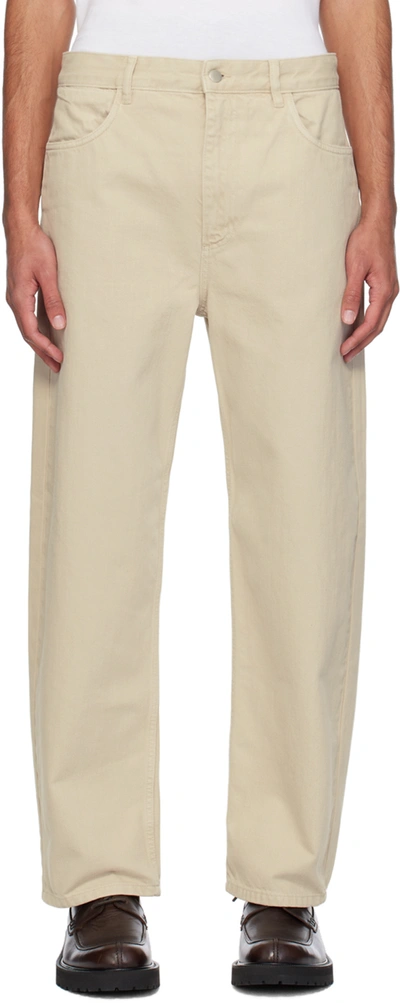 Studio Nicholson Beige Garment-dyed Jeans In Dove