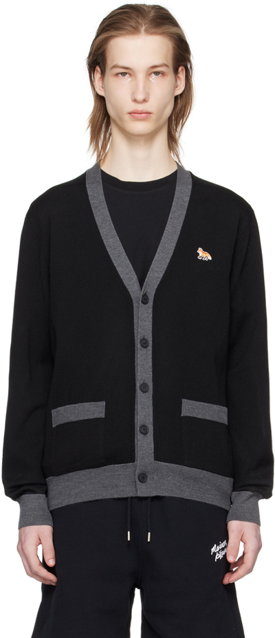 Maison Kitsuné Baby Fox Logo Cardigan In Black