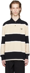 FRED PERRY BLACK & BEIGE STRIPED POLO