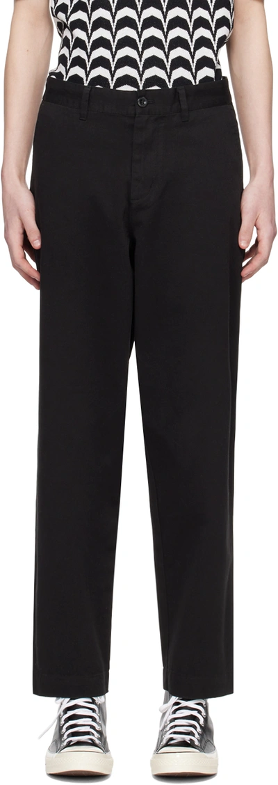 Fred Perry Black Straight Leg Trousers In 102
