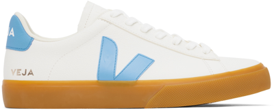Veja White & Blue Campo Leather Sneakers In Extra-white_aqua