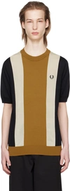 FRED PERRY BLACK & TAN STRIPED T-SHIRT