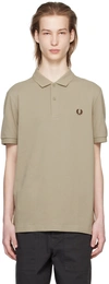 FRED PERRY TAUPE EMBROIDERED POLO