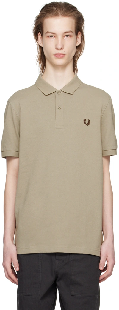 Fred Perry Taupe Embroidered Polo In U84
