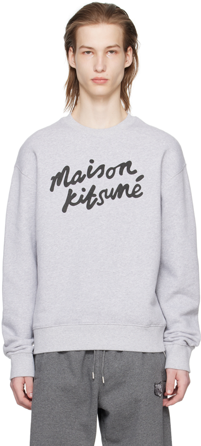 Maison Kitsuné Gray Handwriting Sweatshirt In Grey