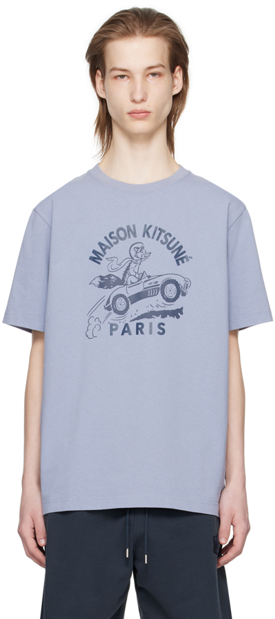 Maison Kitsuné Blue Racing Fox T-shirt In P526 Duster Blue