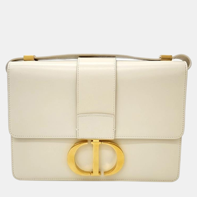Pre-owned Dior Christian  30 Montaign Bag In White