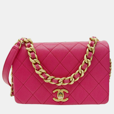 Pre-owned Chanel Pink Leather Fashion Therapy Flap Bag