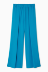 Cos Pleated Elasticated Wide-leg Trousers In Turquoise