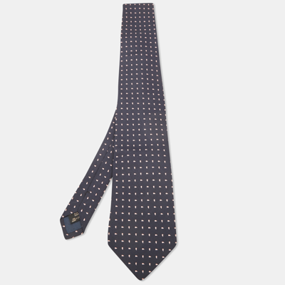 Pre-owned Ermenegildo Zegna Vintage Navy Blue Paisley Silk Jacquard Traditional Tie